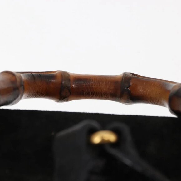 GUCCI Bamboo Backpack Suede Leather Black Auth - Picture 7 of 15